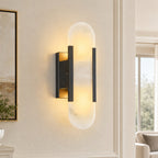 Long Oval Natural Stone Alabaster Wall Light for Modern Bedrooms