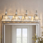 Vintage Clear Flower Glass Shade  Bathroom Vanity