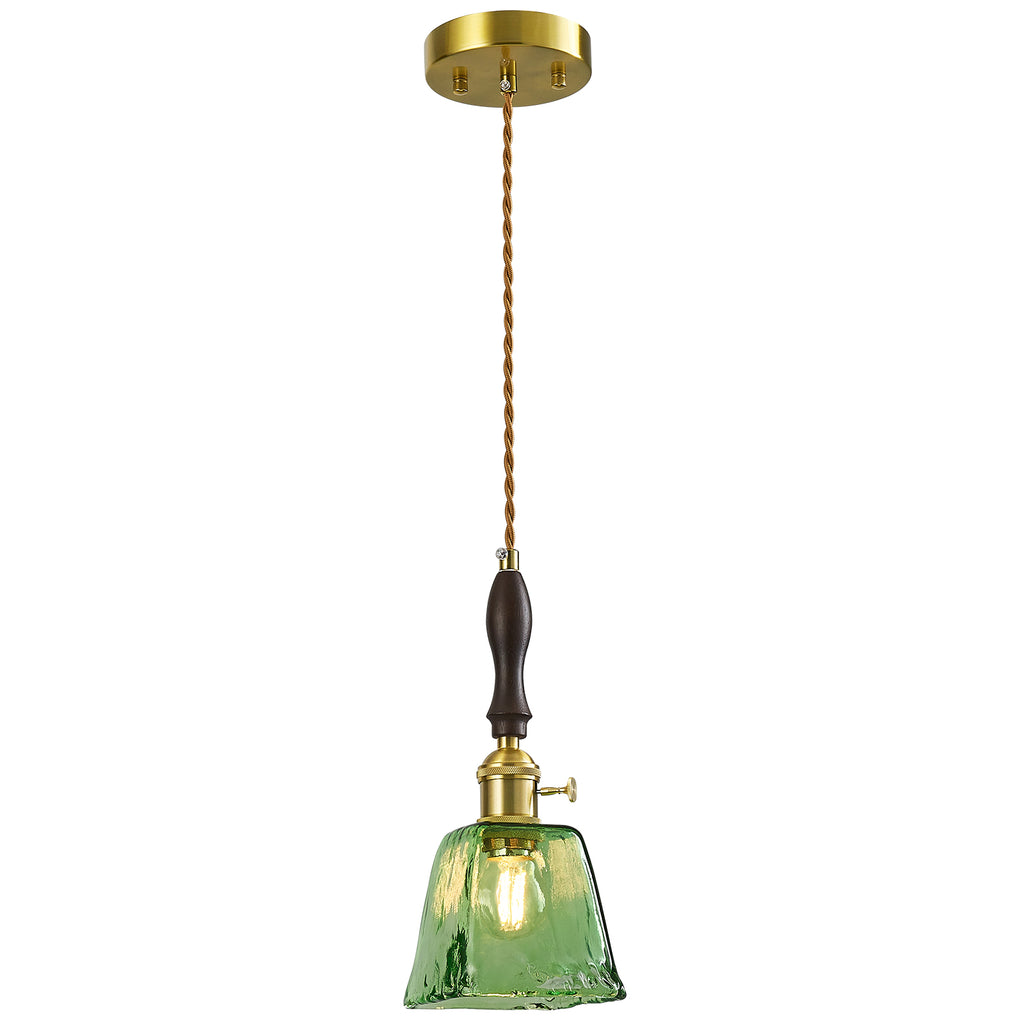 Farmhouse Vintage Textured Glass Hanging Pendant Light