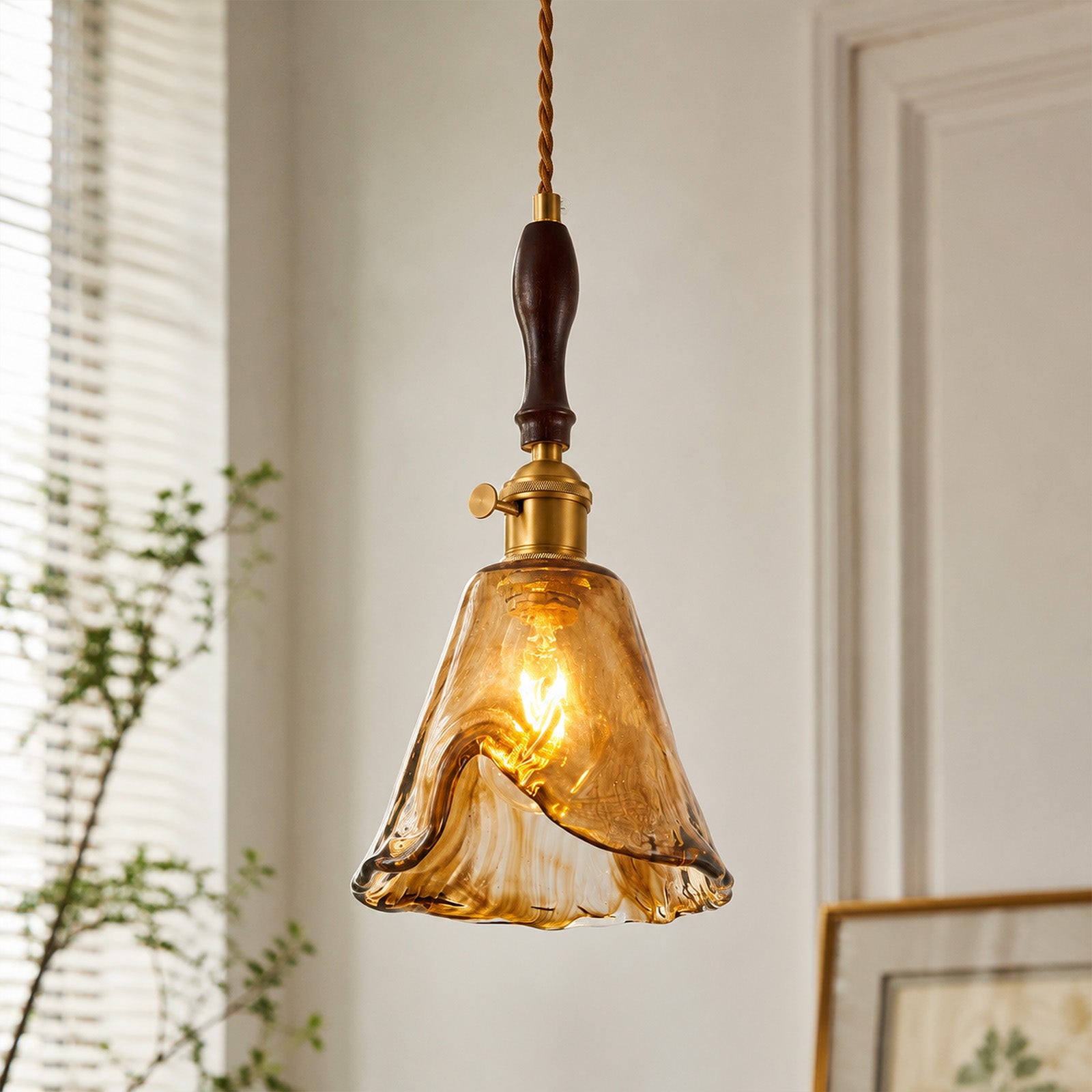 Farmhouse Vintage Textured Glass Hanging Pendant Light