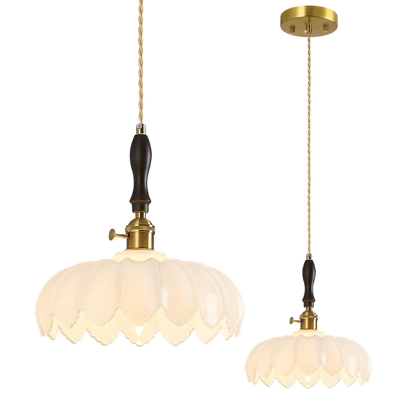 Retro Scalloped Petal Glass Hanging Pendant Light