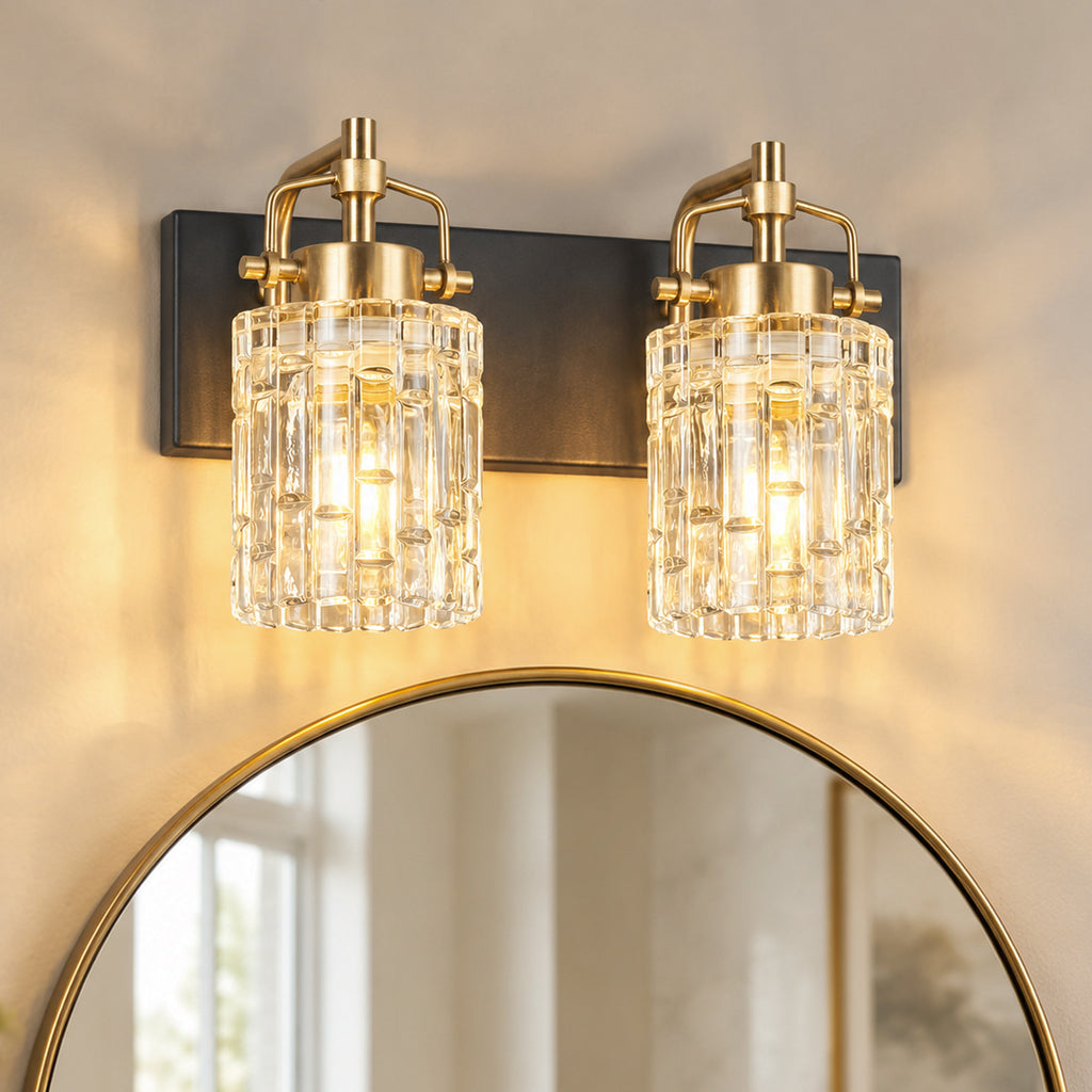 Contemporary Luxury Cylinder Fluted Glass Vanity Light