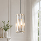 Minimalist Vertical Faceted Crystal Cylinder Pendant Light