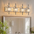 Classic Vintage Round Textured Glass Bathroom Vanity Light