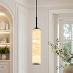 Natural Alabaster Marble Long Tube LED Pendant Light