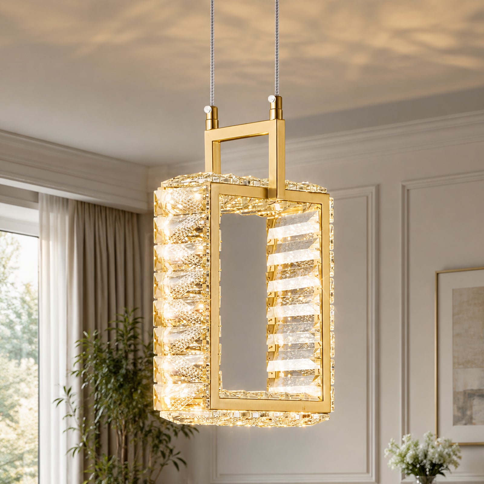 Modern Luxury LED Crystal Geometric Pendant Light