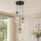 Raindrop Clear Solid Glass Adjustable Suspension Cord Pendant Light
