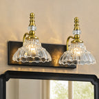 Vintage Clear Flower Glass Shade  Bathroom Vanity