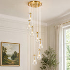 Raindrop Clear Solid Glass Adjustable Suspension Cord Pendant Light