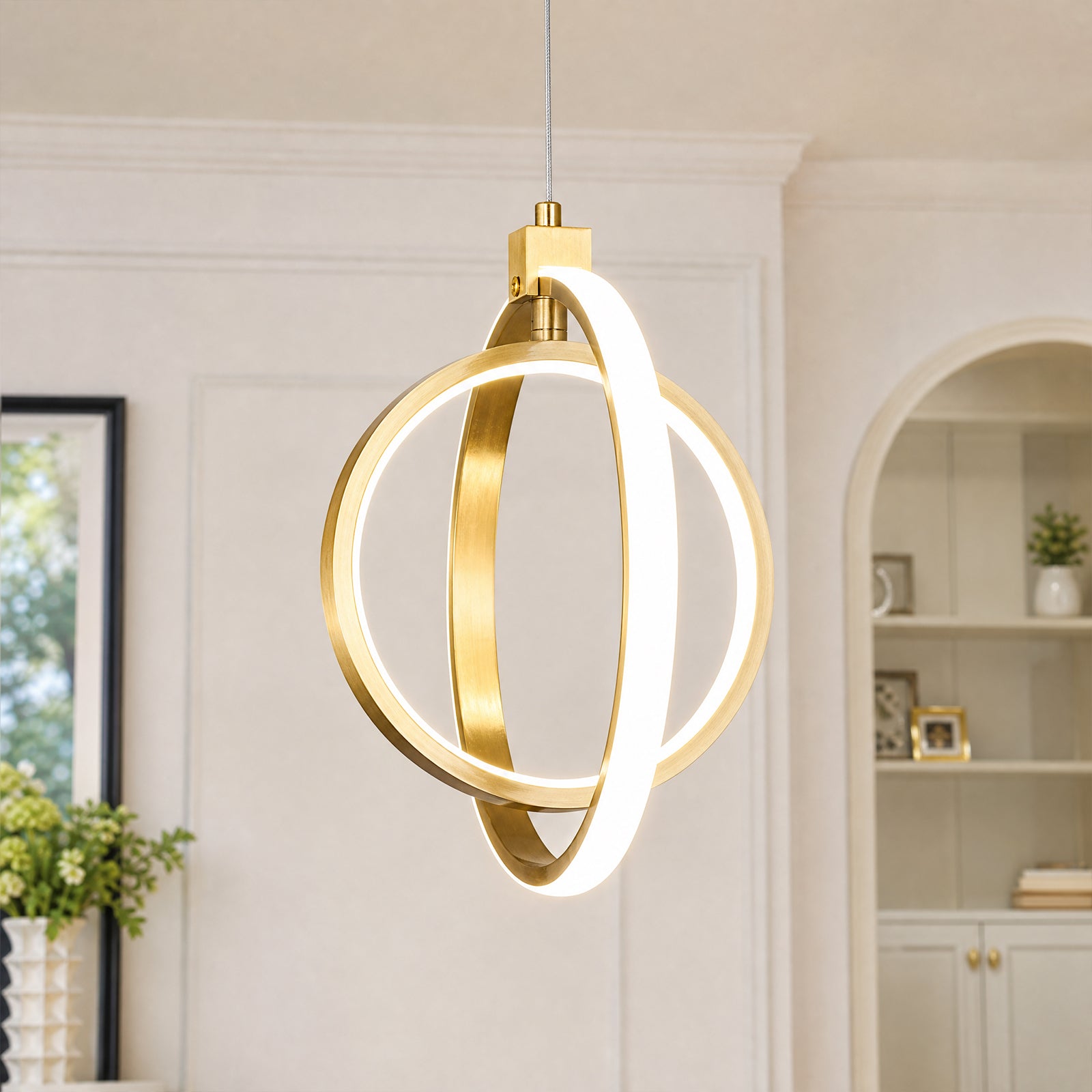 Modern LED Dimmable Height Round Ring Pendant Light