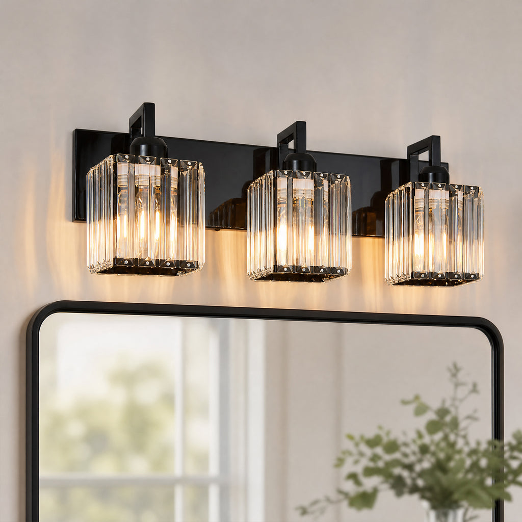 Modern Minimalist Vertical Rectangular Crystal Vanity Light