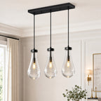 Raindrop Clear Solid Glass Adjustable Suspension Cord Pendant Light