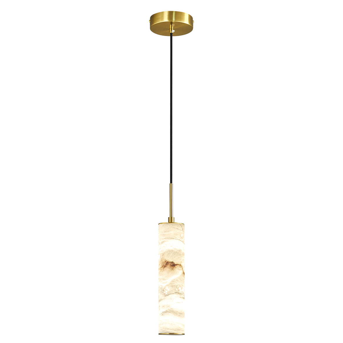 Minimalist Long Tube Alabaster Pendant Light for Dining Rooms
