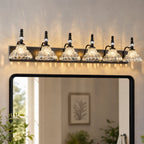 Vintage Clear Flower Glass Shade  Bathroom Vanity