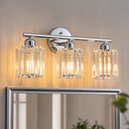 Modern Linear Fluted Crystal Bathroom Vanity Light