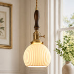 Retro Nordic Striped Ceramic Pendant Light Series