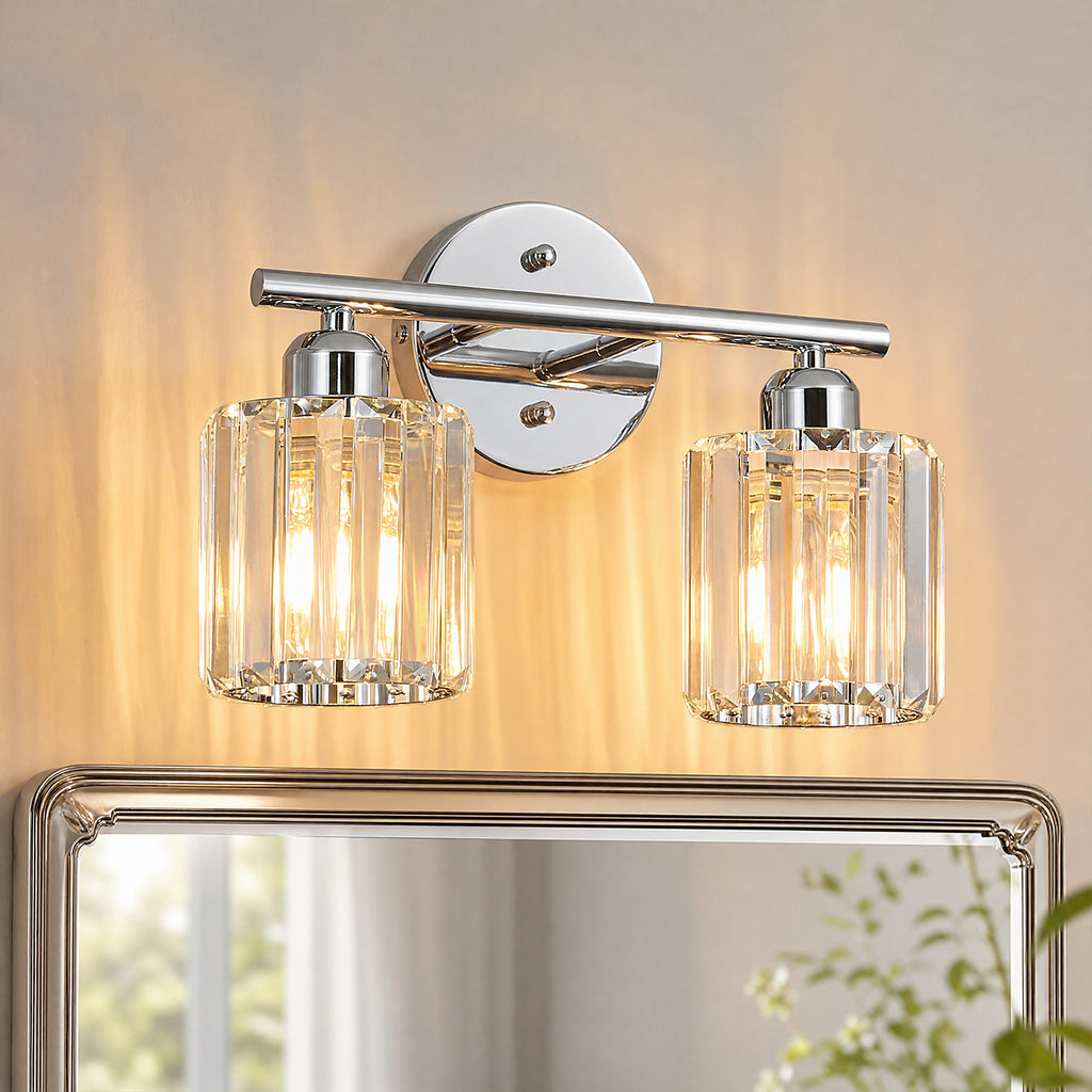 Modern Linear Fluted Crystal Bathroom Vanity Light