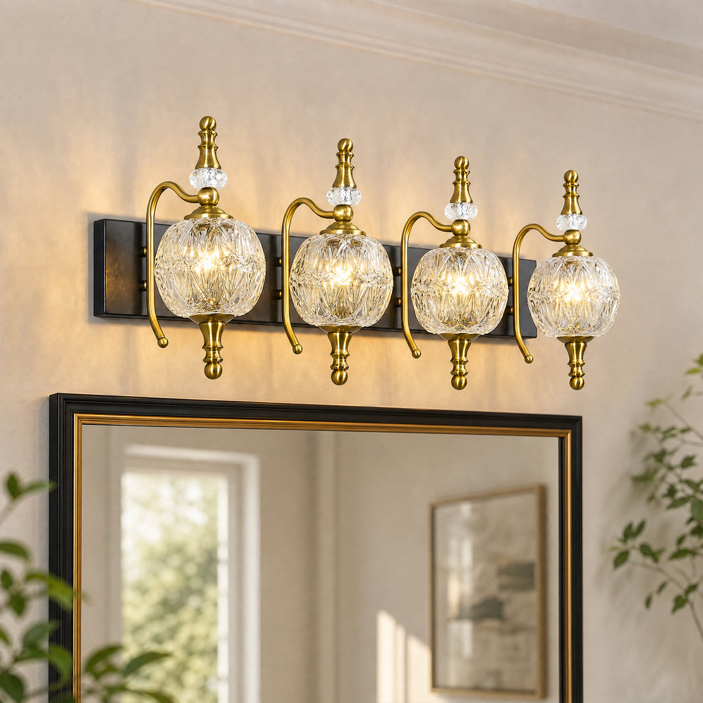 Classic Vintage Round Textured Glass Bathroom Vanity Light