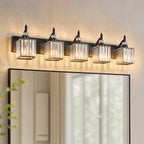 Transitional Luxury Square Prism Fluted Crystal Bathroom Vanity Light