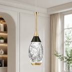 Mini Teardrop LED Black Gold Crystal Pendant Light