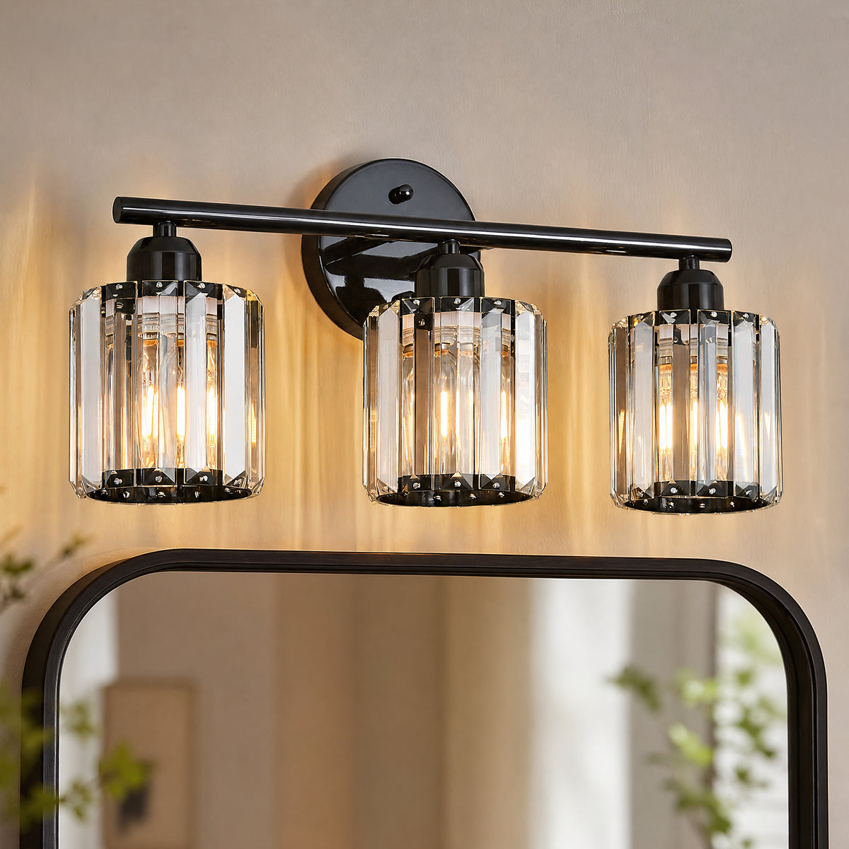 Modern Linear Fluted Crystal Bathroom Vanity Light