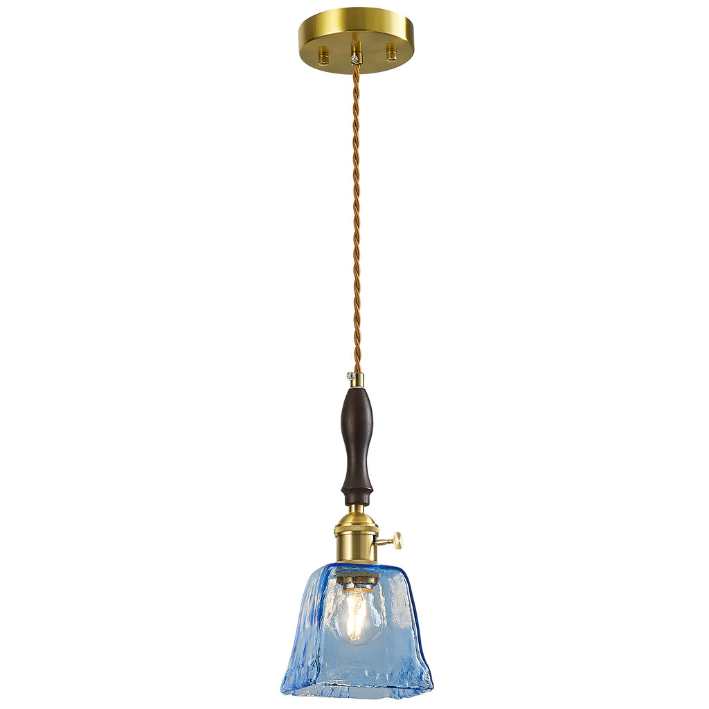 Farmhouse Vintage Textured Glass Hanging Pendant Light