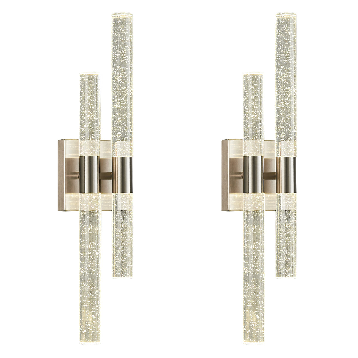 Contemporary Luxury Asymmetric Dual Bubble Crystal Tube LED Wall Sconce