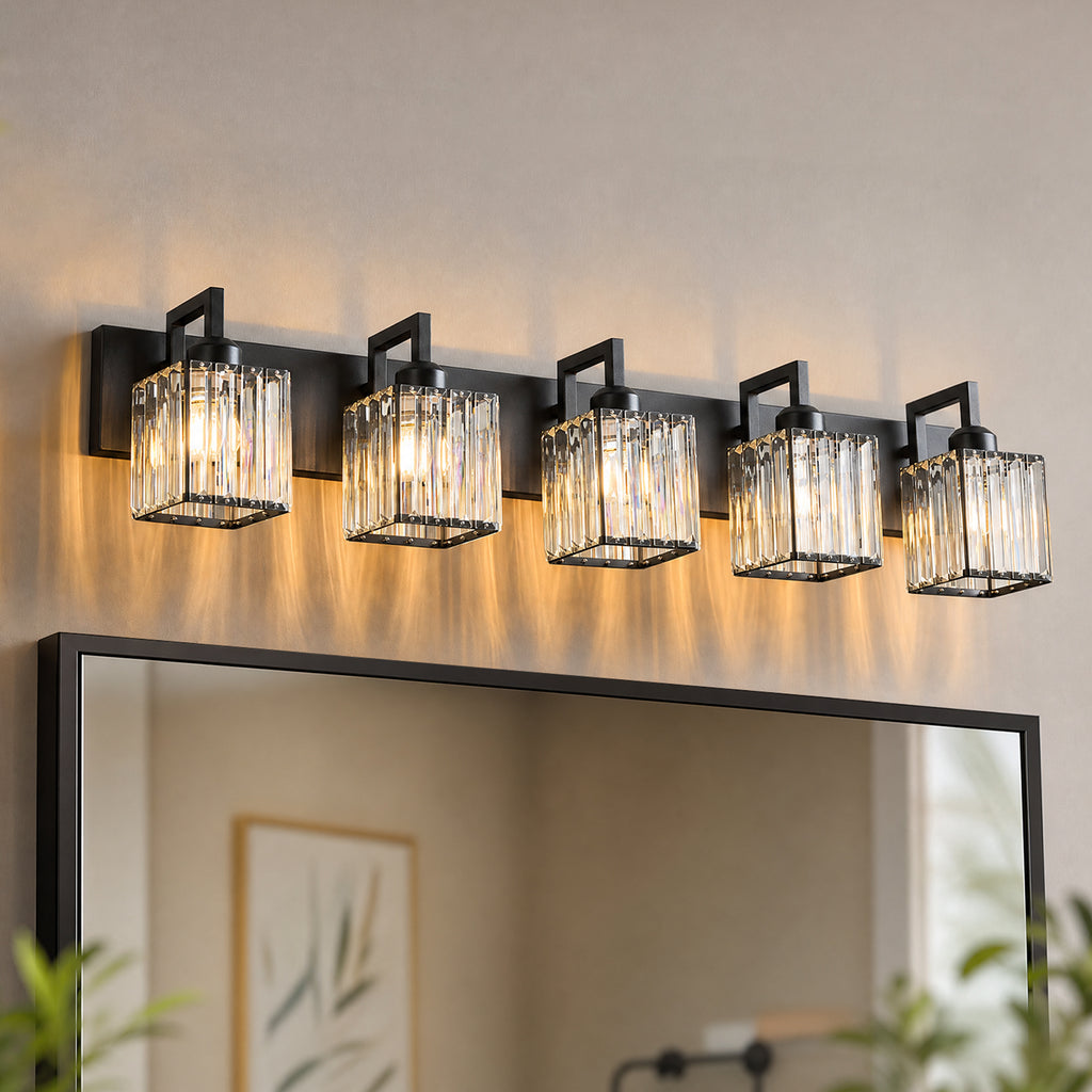 Modern Minimalist Vertical Rectangular Crystal Vanity Light