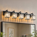 Modern Minimalist Vertical Rectangular Crystal Vanity Light