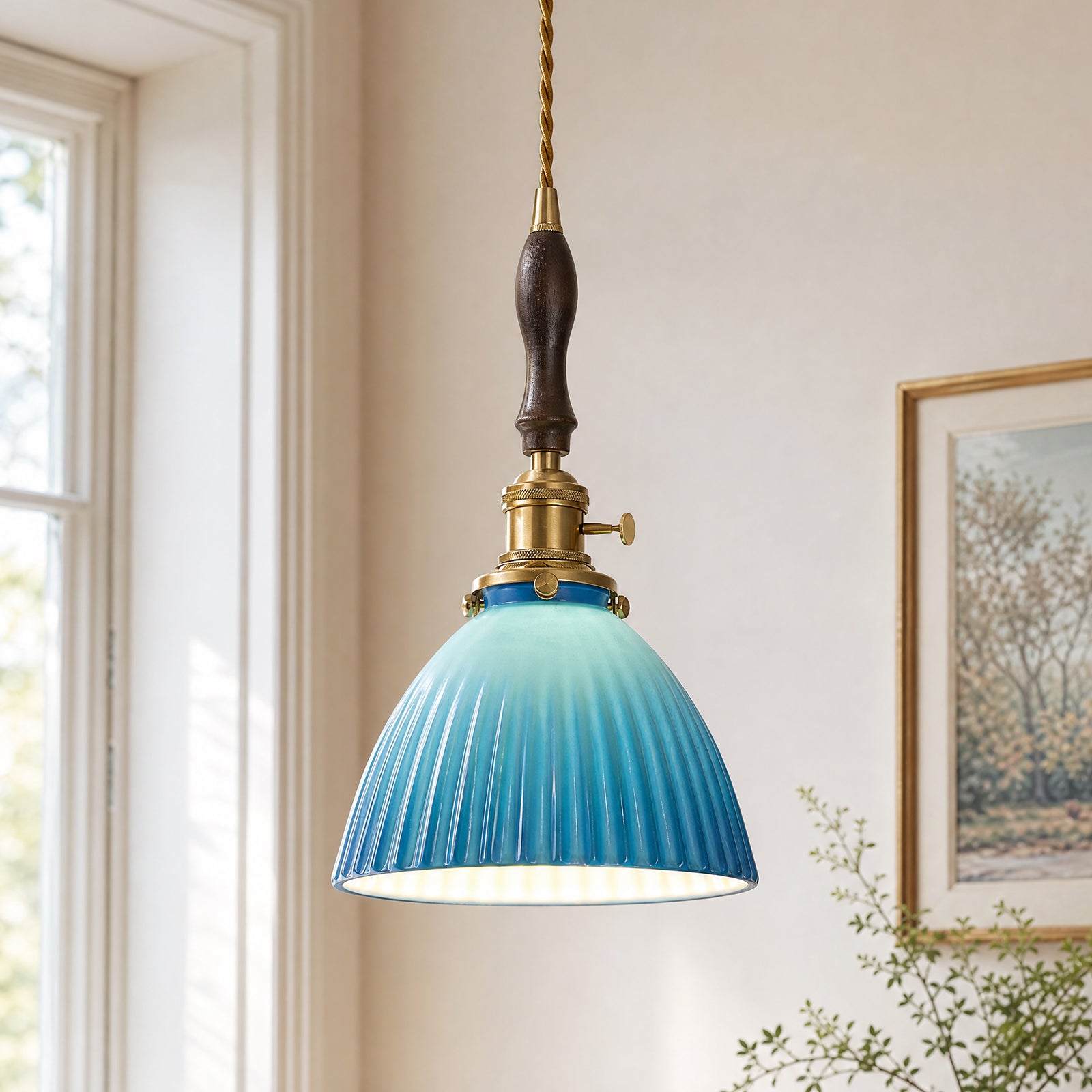 Retro Nordic Striped Ceramic Pendant Light Series