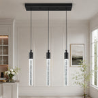 Modern Cylinder Bubble Linear Hanging Crystal LED Pendant Light