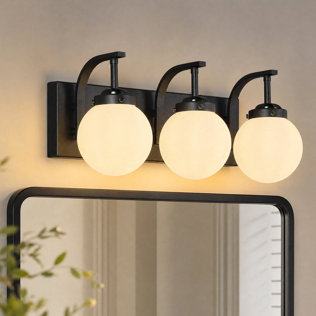 Modern Opal Globe Milky Glass Bathroom Vanity Light