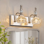 Vintage Embossed Textured Glass Curved Metal Arm Bathroom Vanity Light