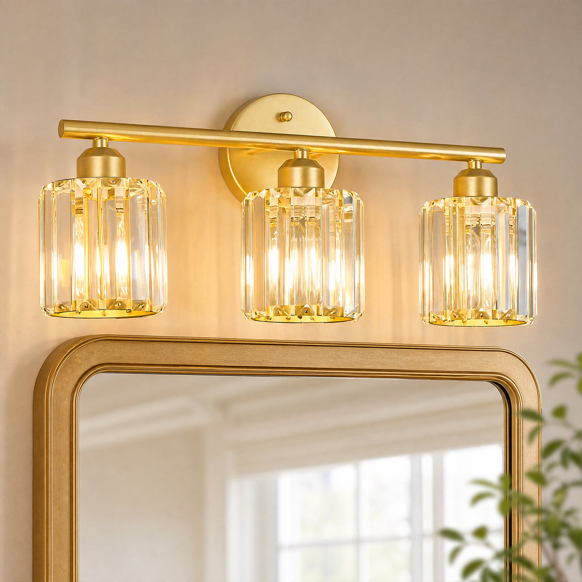 Modern Linear Fluted Crystal Bathroom Vanity Light