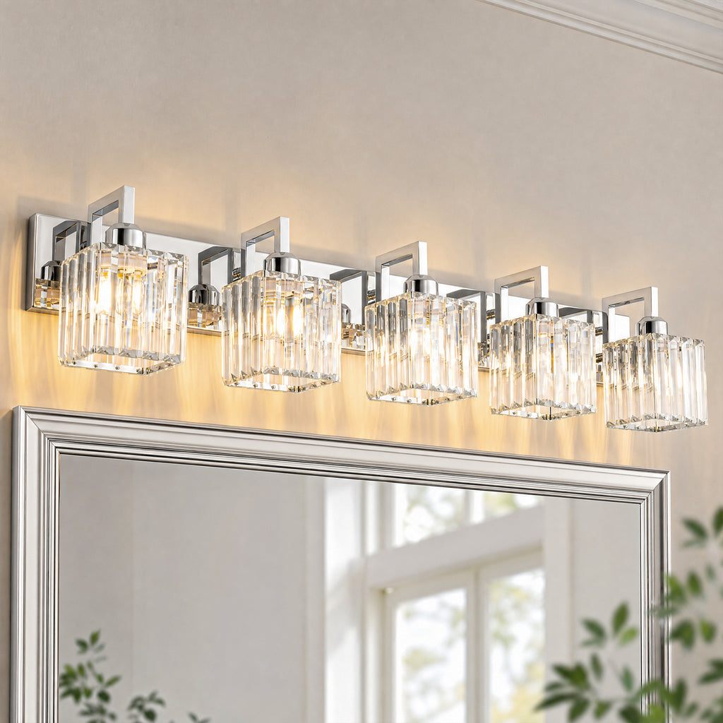 Modern Minimalist Vertical Rectangular Crystal Vanity Light