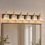 Transitional Luxury Square Prism Fluted Crystal Bathroom Vanity Light