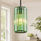 Minimalist Vertical Faceted Crystal Cylinder Pendant Light