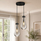 Raindrop Clear Solid Glass Adjustable Suspension Cord Pendant Light