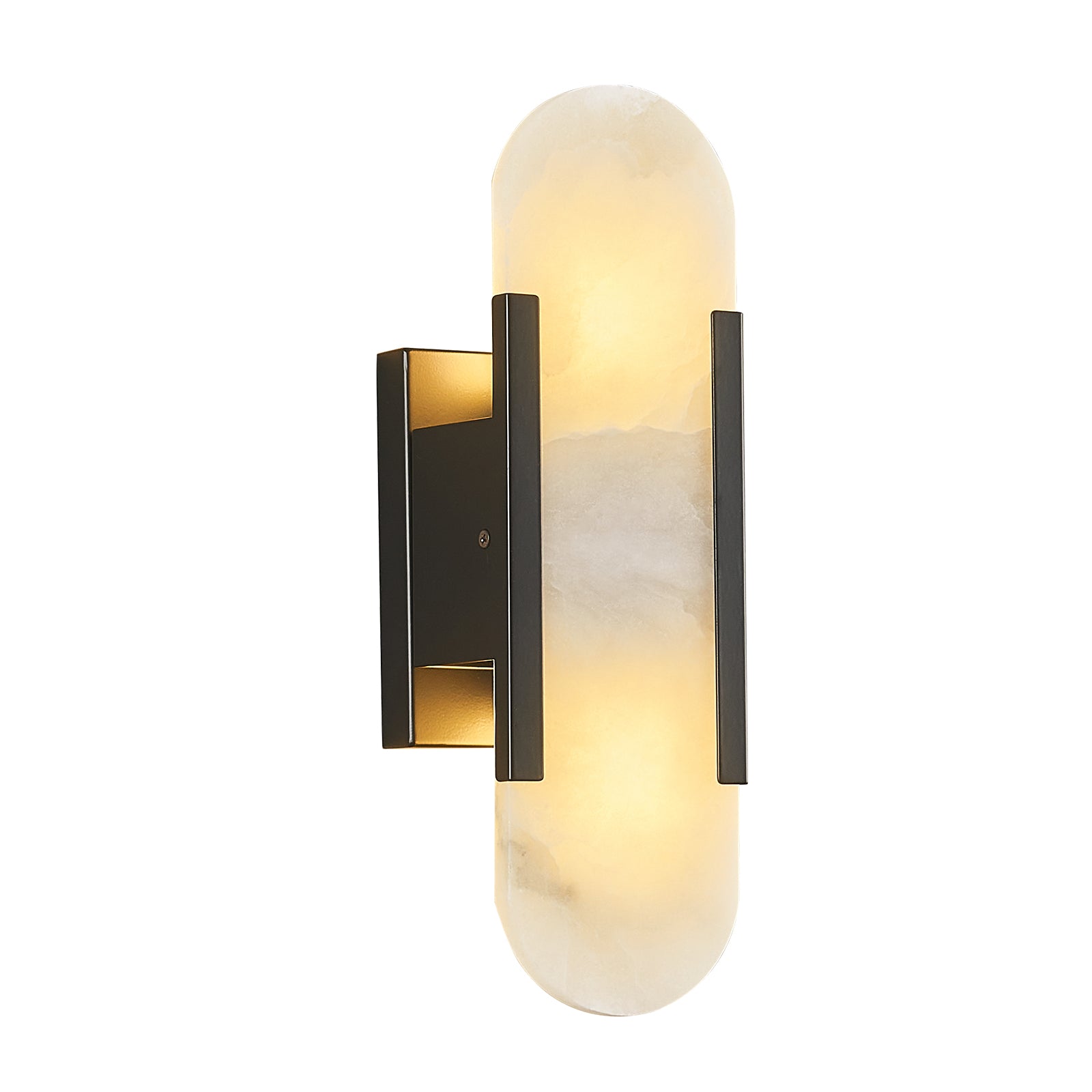 Vertical Long Oval Natural Alabaster Wall Sconce