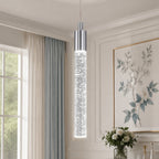 Modern Cylinder Bubble Linear Hanging Crystal LED Pendant Light