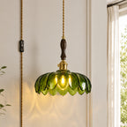 Retro Scalloped Petal Glass Hanging Pendant Light