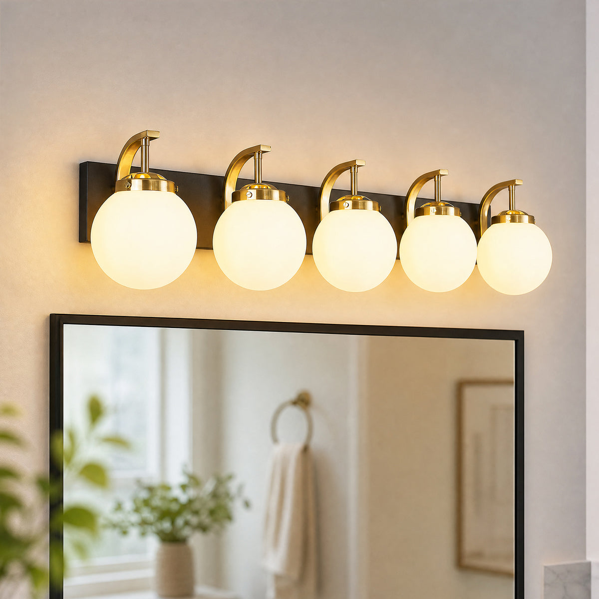 Modern Opal Globe Milky Glass Bathroom Vanity Light