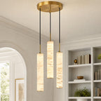 Natural Alabaster Marble Long Tube LED Pendant Light