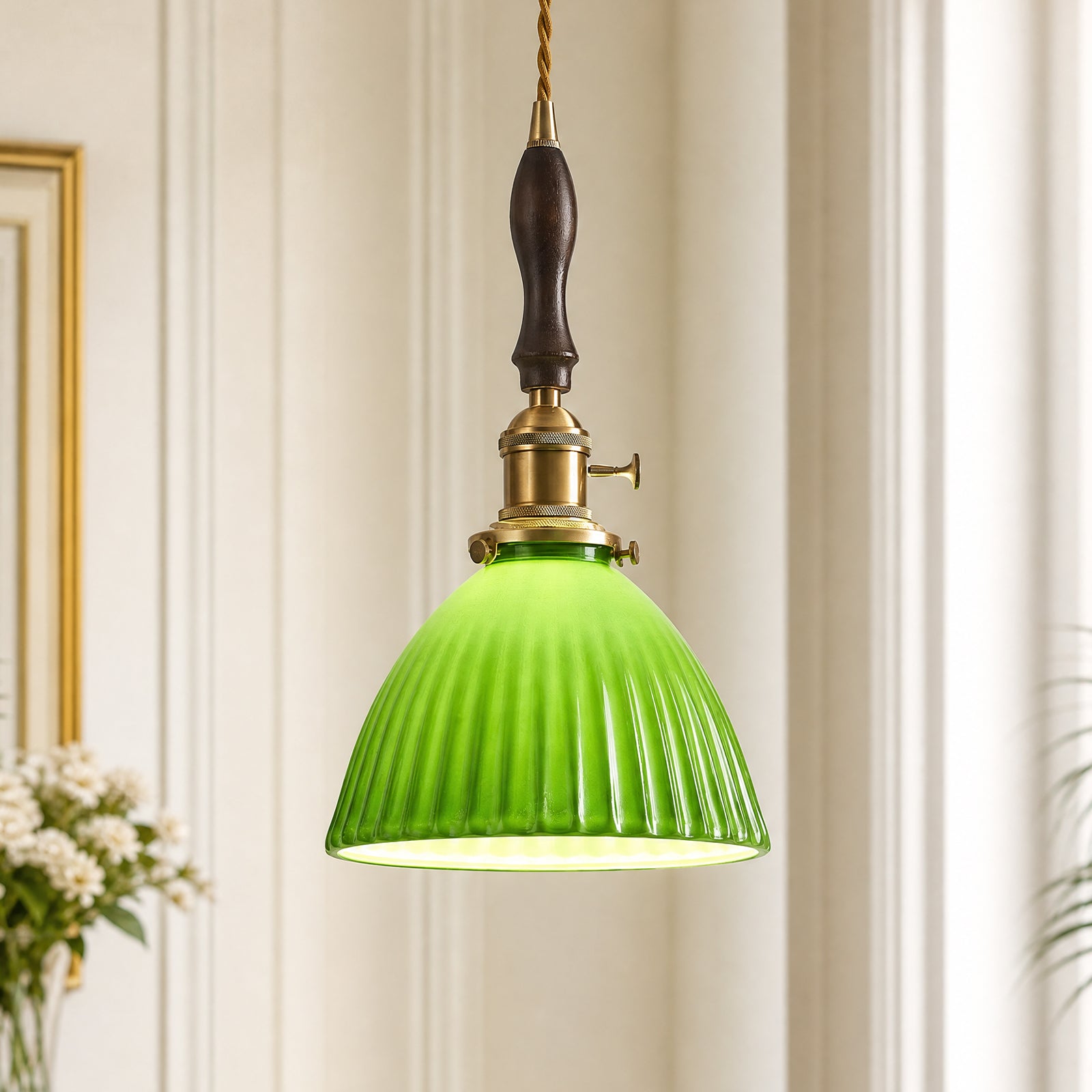Retro Nordic Striped Ceramic Pendant Light Series