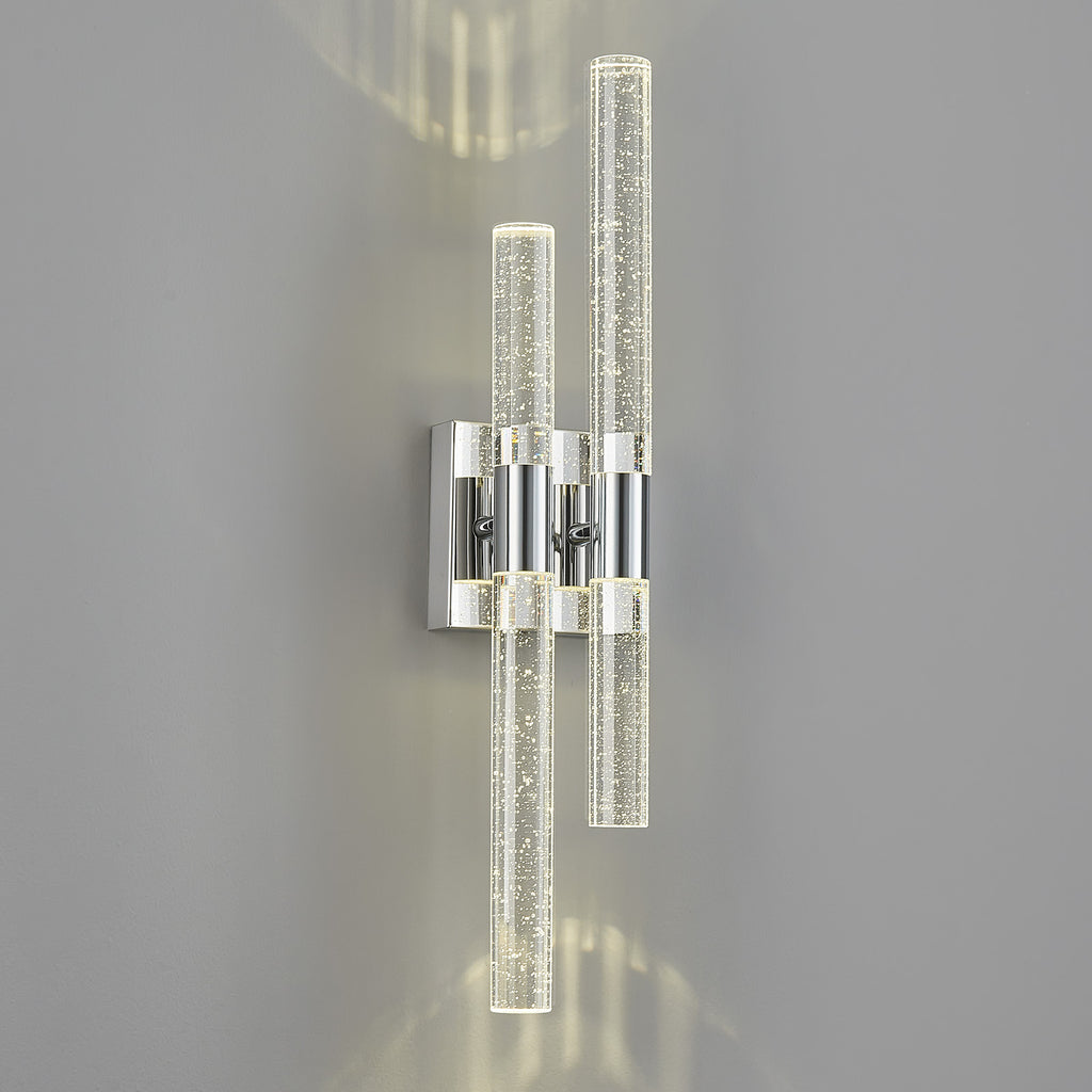 Contemporary Luxury Asymmetric Dual Bubble Crystal Tube LED Wall Sconce