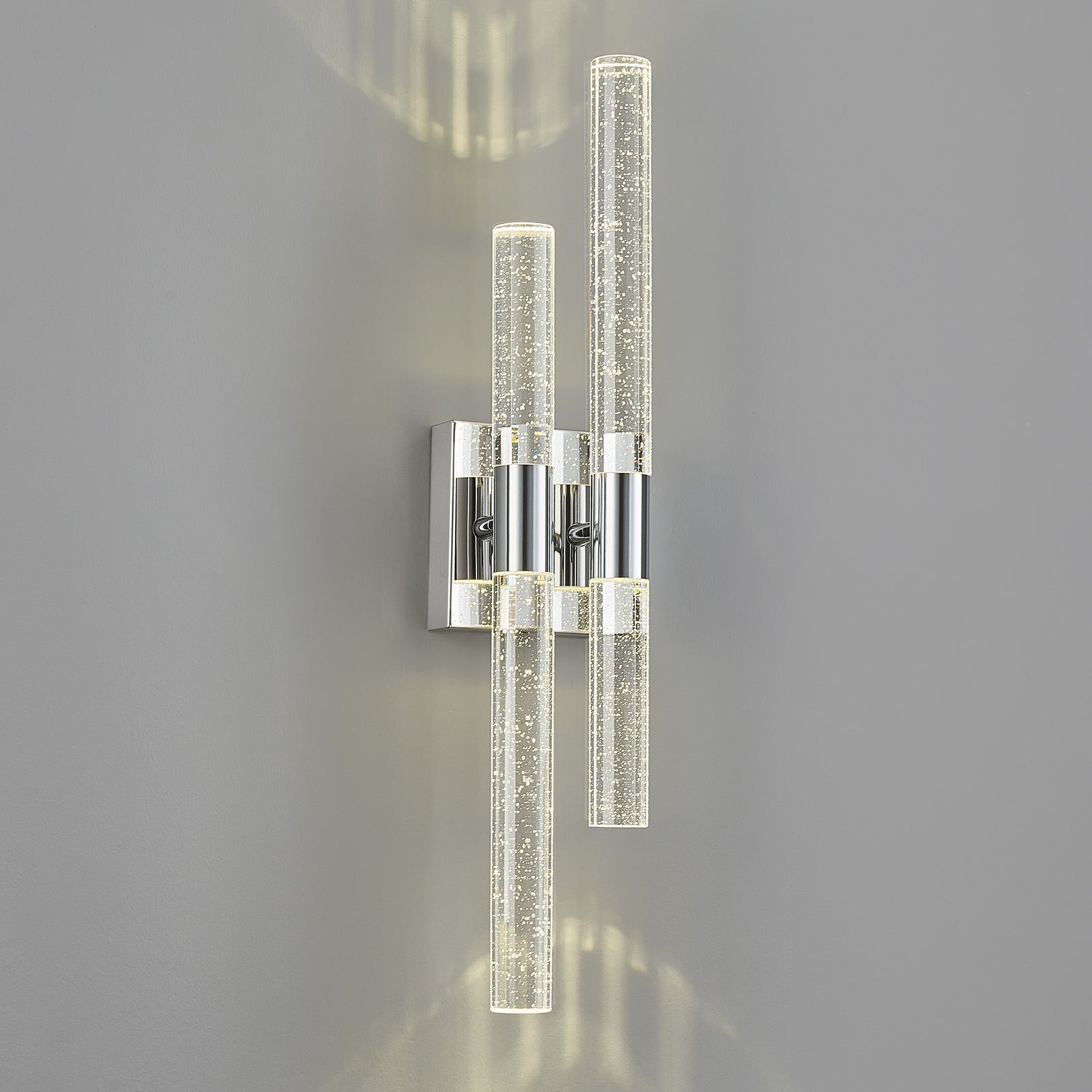 Contemporary Luxury Asymmetric Dual Bubble Crystal Tube LED Wall Sconce