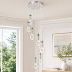 Raindrop Clear Solid Glass Adjustable Suspension Cord Pendant Light