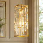 Luxury Frame Rectangular Crystal Linear Pendant Light