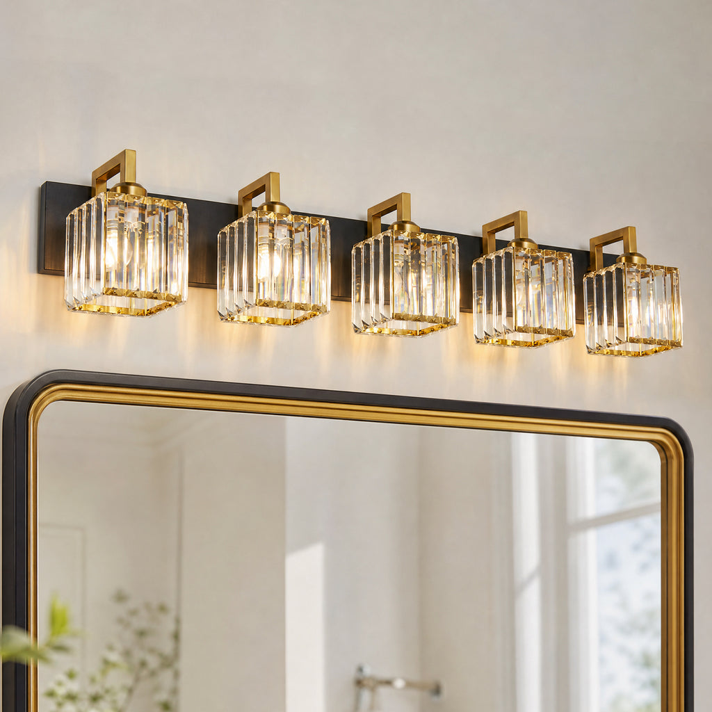 Modern Minimalist Vertical Rectangular Crystal Vanity Light