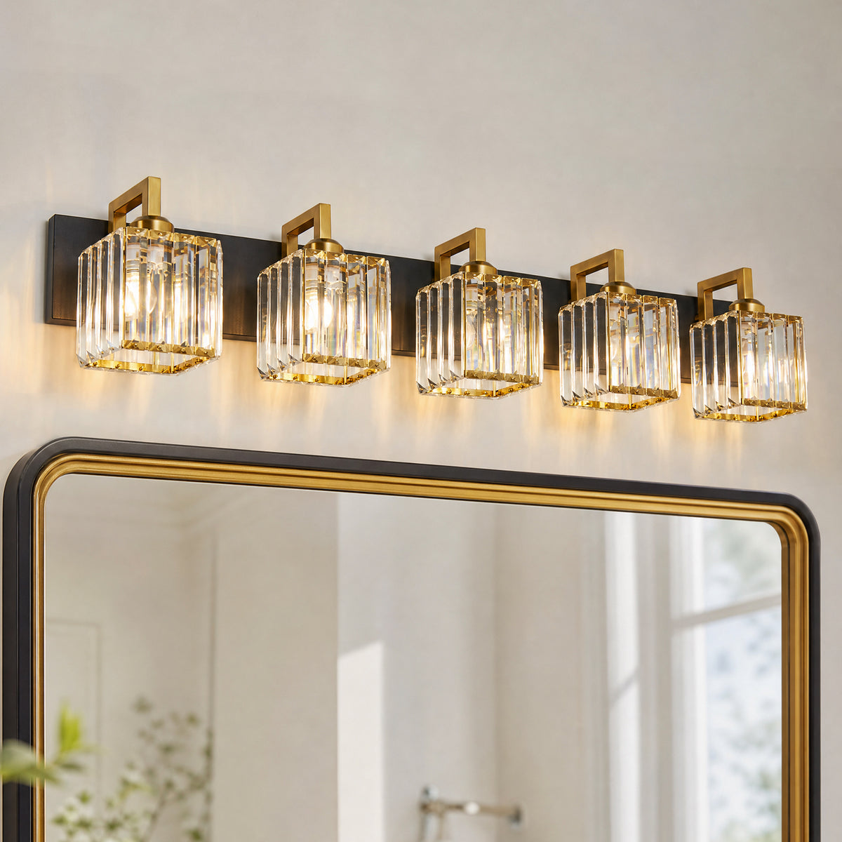 Modern Minimalist Vertical Rectangular Crystal Vanity Light